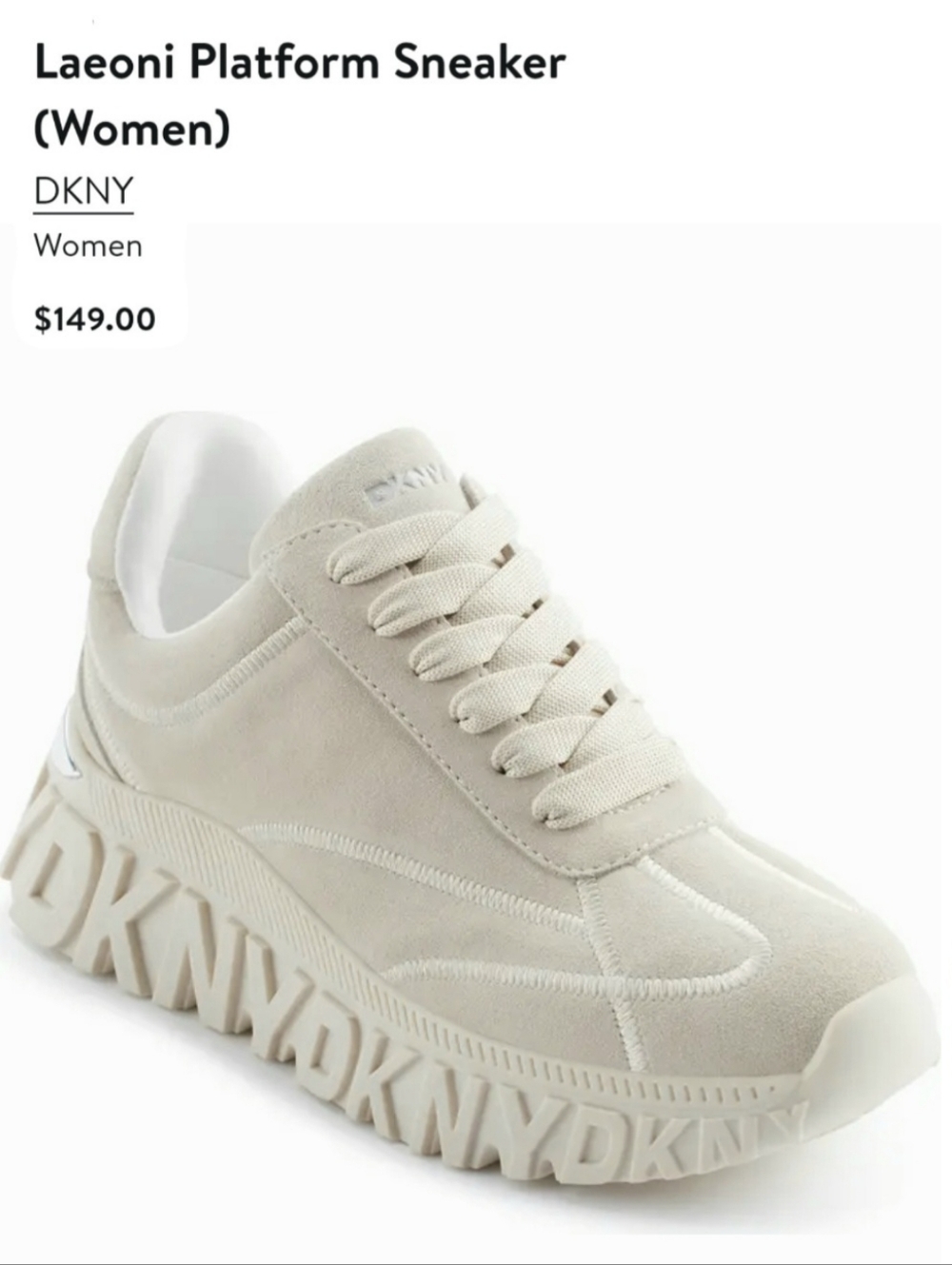 DKNY Laeoni Platform Sneaker - Bone/Silver Size 8 (NWOB)